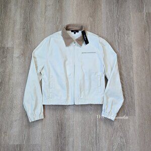 Lulus Haimi Cotton Barn Jacket Cream Utility Zip Front Size Small New With Tags